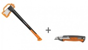 Набор Fiskars: топор Х25, строительный нож CarbonMax 1057915 купить по цене 12 290 р