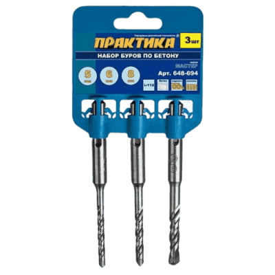 Набор буров ПРАКТИКА Мастер SDS+ 5,6,8 х 110 мм, 3 шт  648-694 купить по цене 189 р