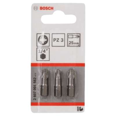Набор бит Bosch 3 шт. Pz3 25мм XH 2607001562 купить по цене 160 р